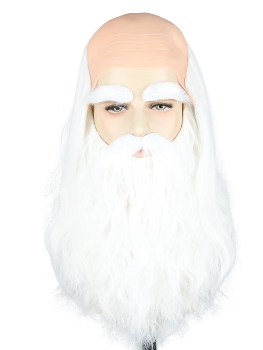 NWT Santa Wizard Full-Length Beard with Bald Cap Adhesive Mustache and Eyebrows